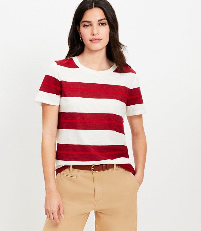 Striped Tie Front Linen Blend Shirt