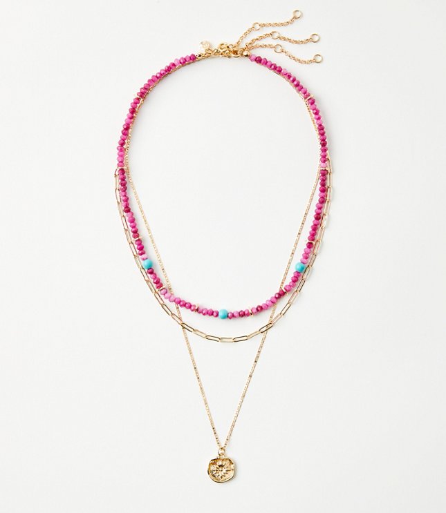 Coin Beaded Layered Necklace