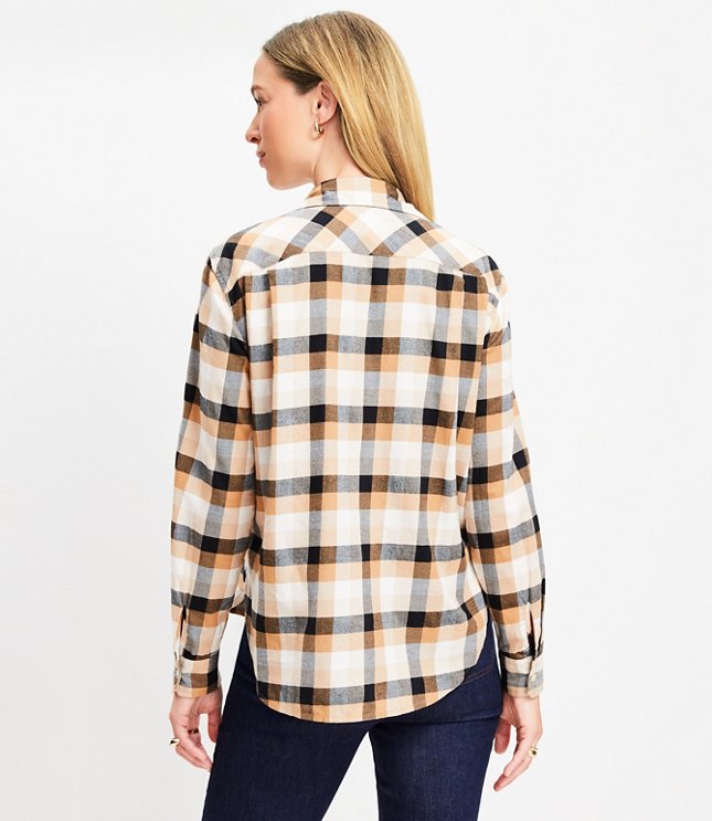 Cotton Flannel Everyday Relaxed Pocket Tunic Shirt