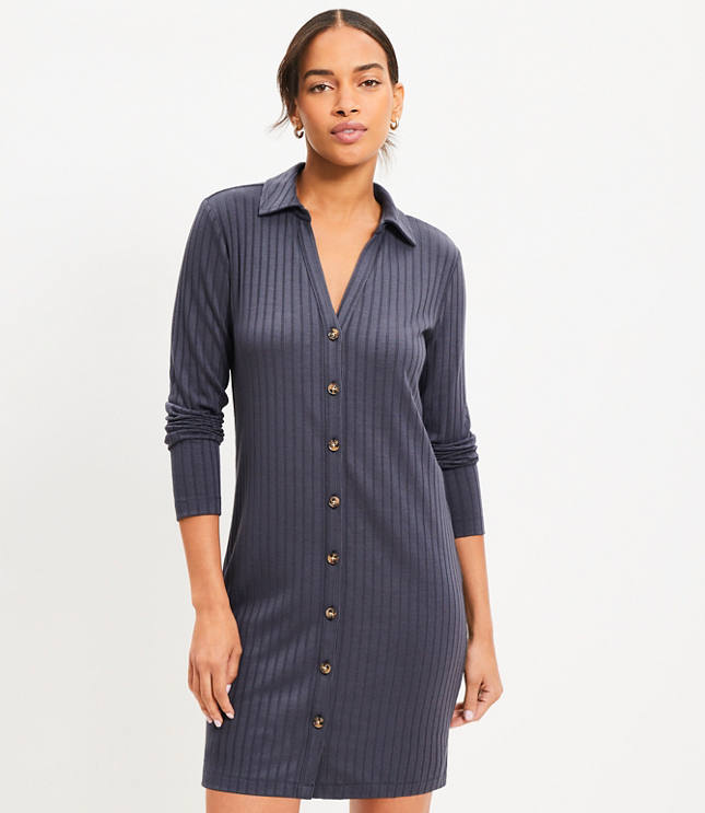 Tall Ribbed Mini Shirtdress