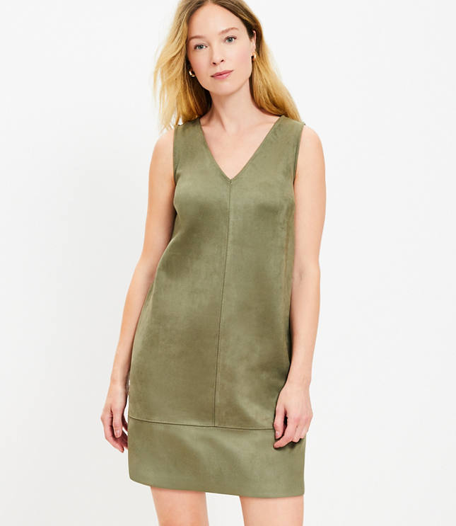 Petite Faux Suede Mini Shift Dress