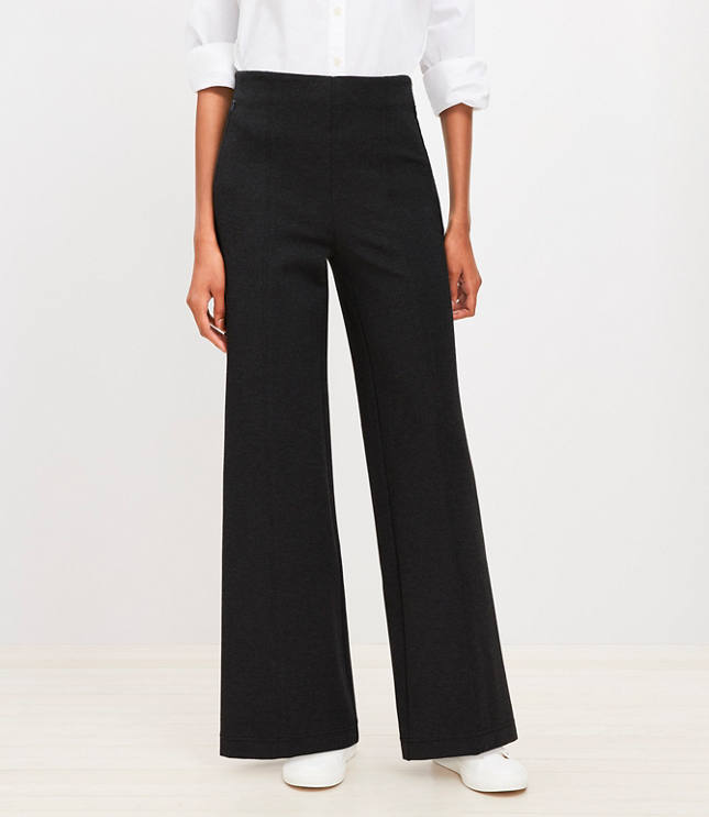 Heathered Ponte Wide Leg Pants