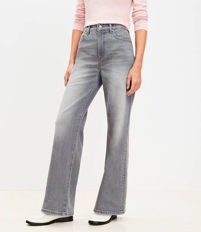 Petite High Rise Wide Leg Jeans in Vintage Grey Wash