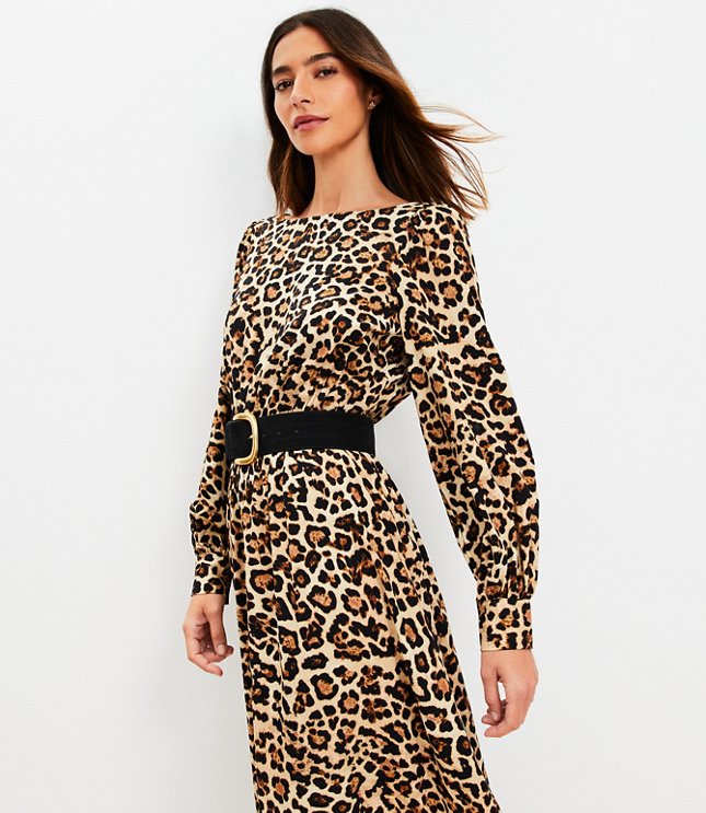 Tall Leopard Print Smocked Waist Maxi Dress