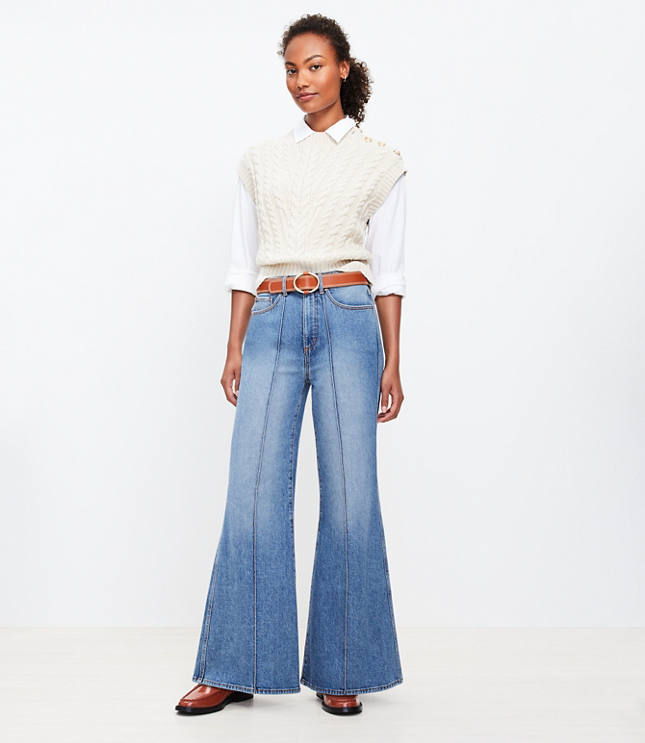 Petite High Rise Super Flare Jeans in Vintage Indigo Wash