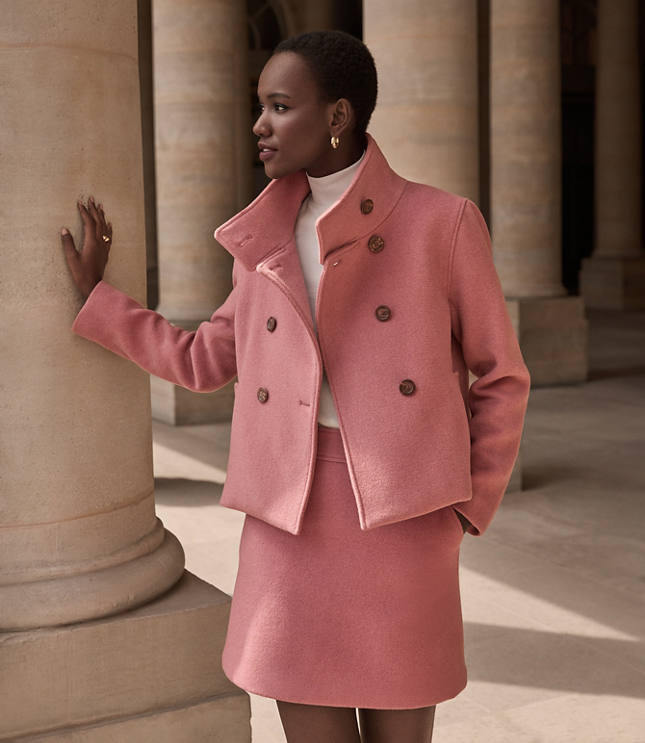 Wool Blend Peacoat - Pink Ruby