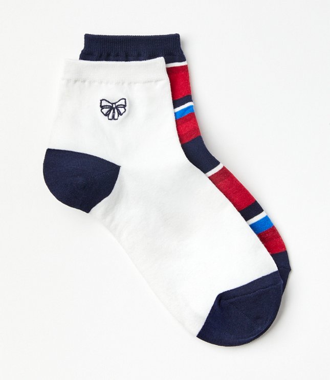 Bow & Rugby Stripe Ankle Sock Set