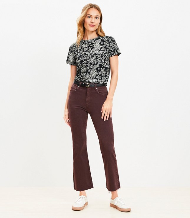 Fresh Cut High Rise Kick Crop Jeans in Plum Raisin