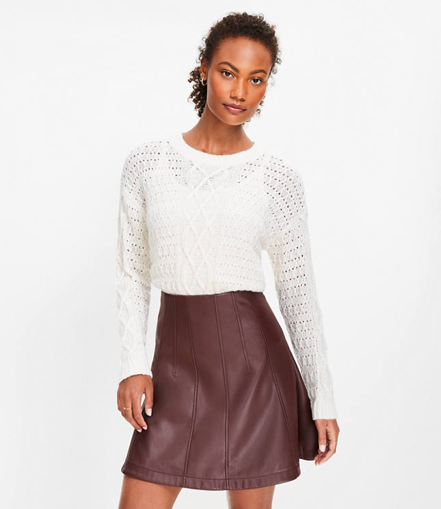 Petite Faux Leather Seamed Mini Skirt