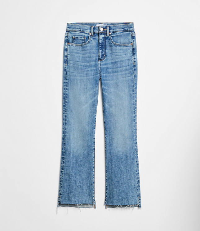 Step Hem High Rise Kick Crop Jeans in Classic Mid Wash