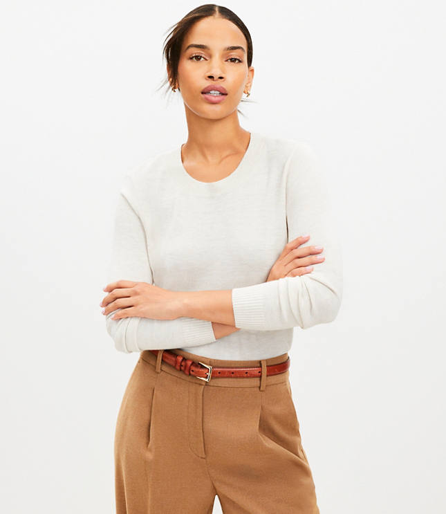 Petite Luxe Knit Sweater - Pale Pearl Heather