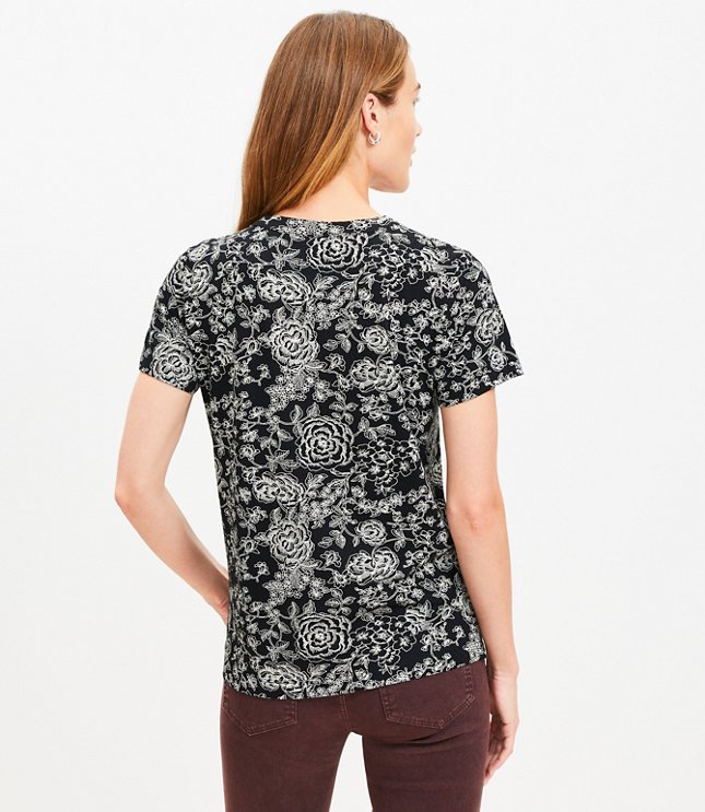 Etched Floral Everyday Crew Tee