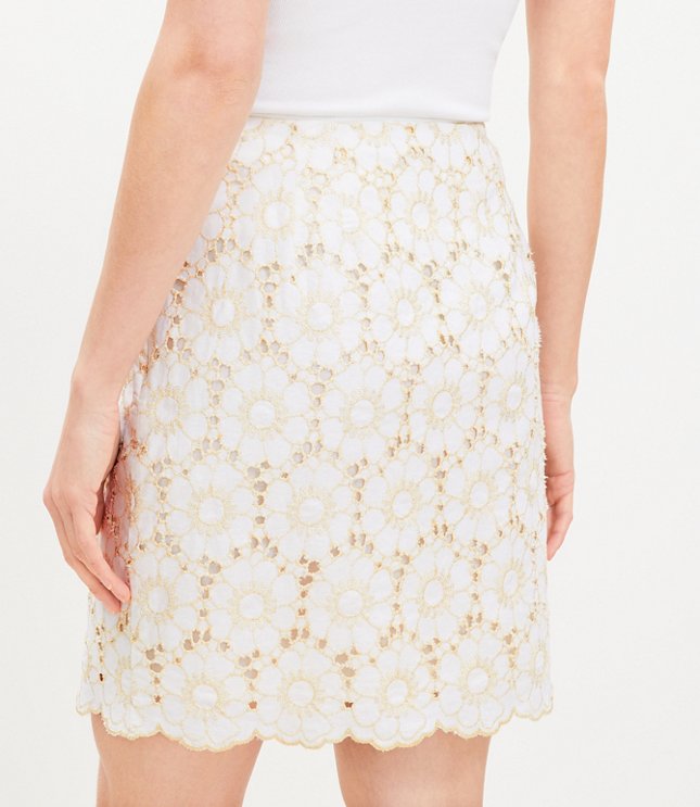 Petite Shimmer Floral Eyelet Mini Skirt