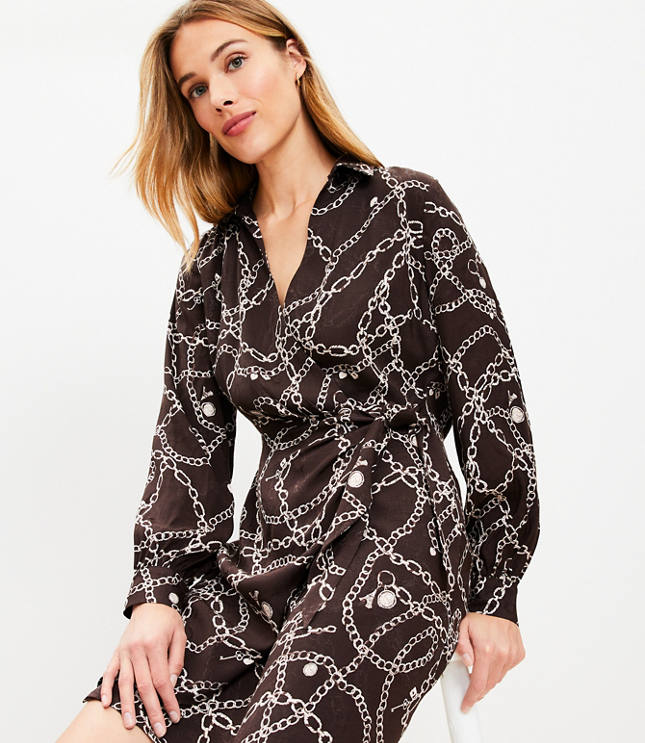 Petite Chain Print Mini Wrap Dress