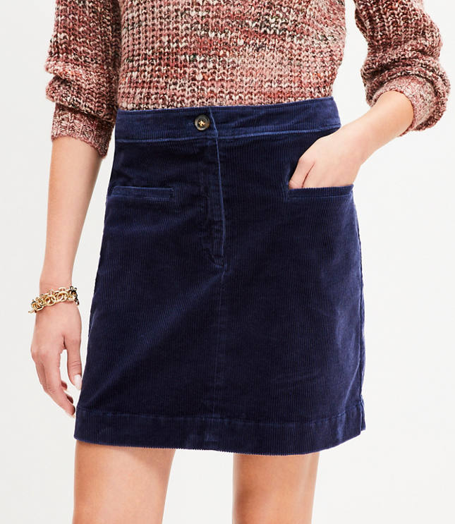 Petite Corduroy Mini Pocket Skirt