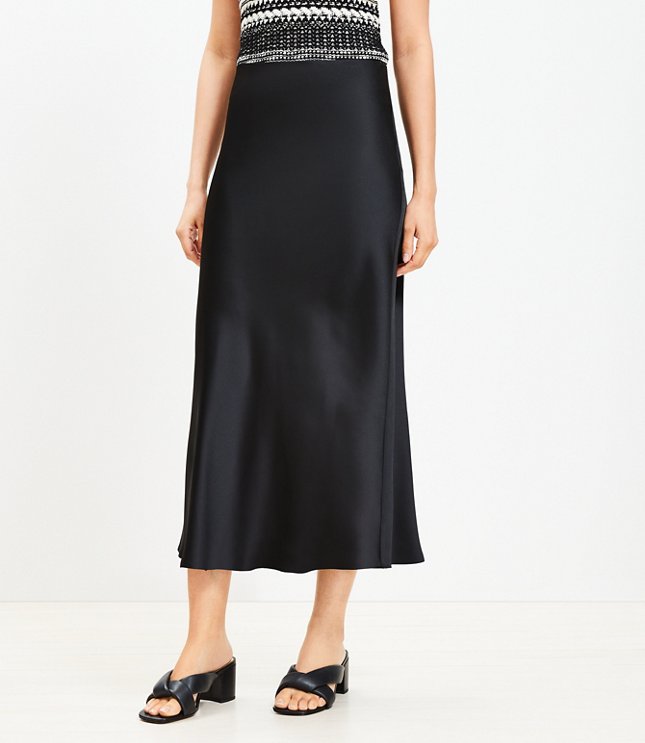 Satin Bias Midi Skirt