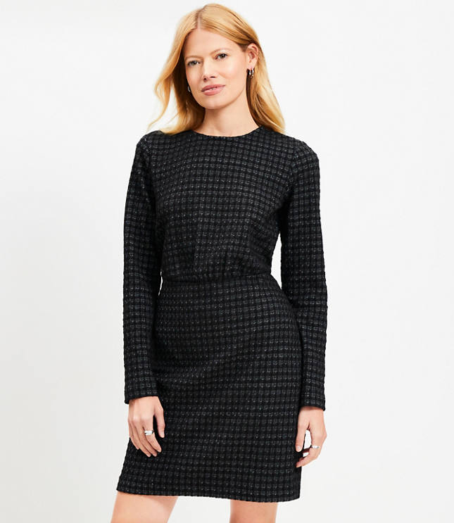 Tweed Long Sleeve Mini Dress