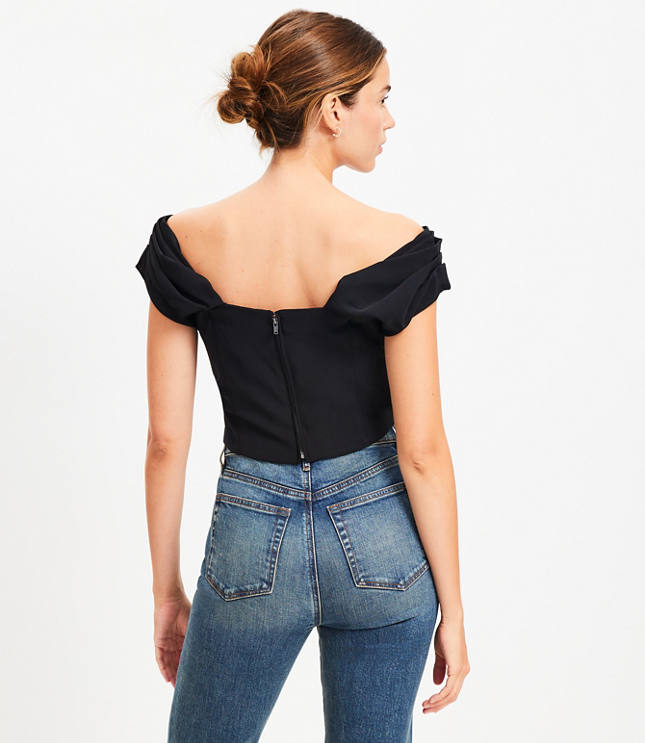 Stretch Crepe Structured Off The Shoulder Top