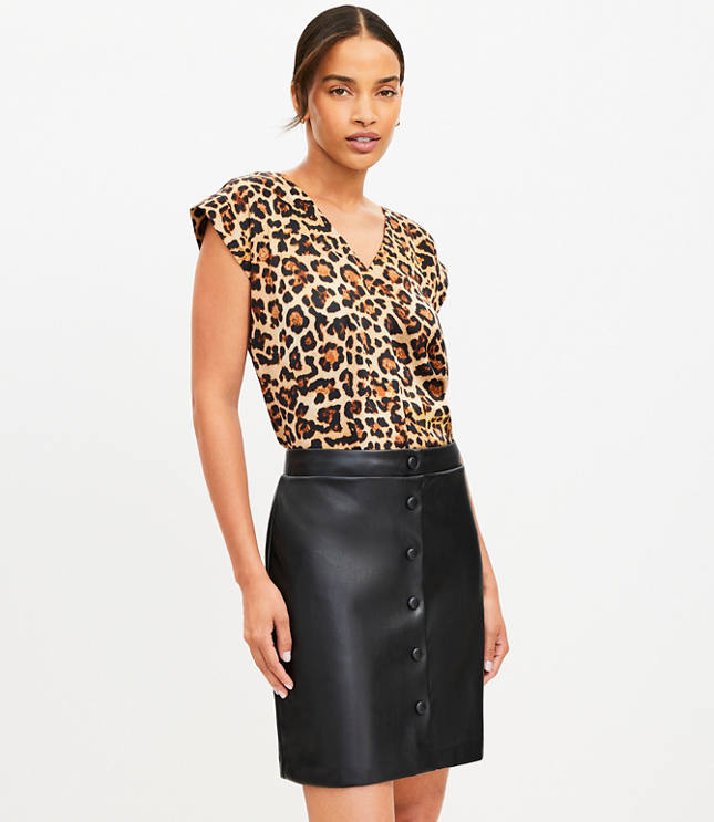 Tall Faux Leather Snap Mini Skirt