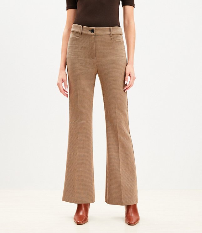 Curvy Sutton Flare Pants Puppytooth Doubleface