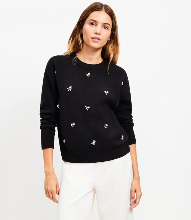 Pearlized Cluster Bow Back Sweater