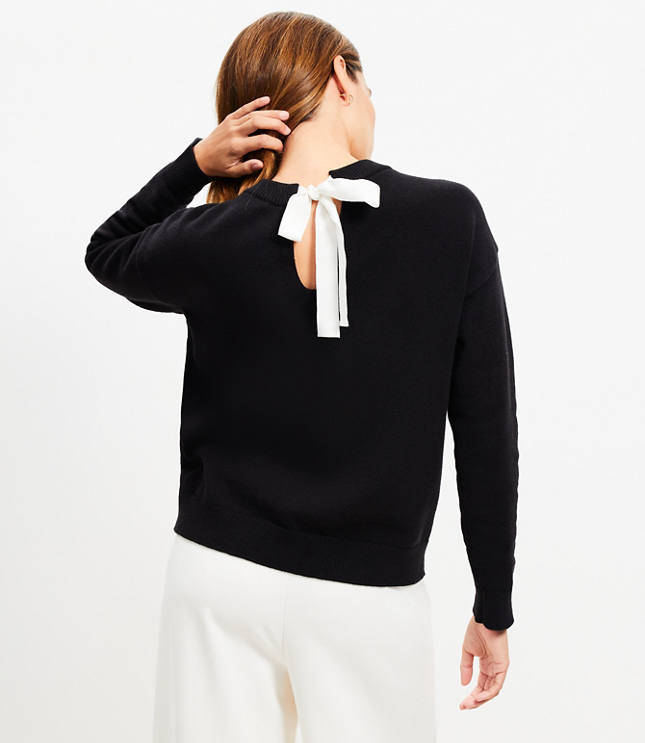 Pearlized Cluster Bow Back Sweater