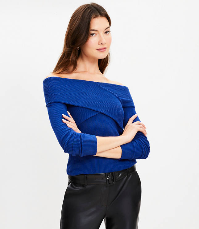 Brushed Ribbed Crossover Off The Shoulder Top