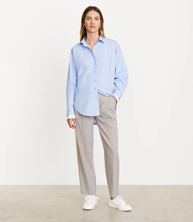 LOFT Versa Poplin Oversized Double Cuff Tunic Shirt