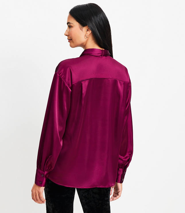 Satin Removable Tie Neck Shirt