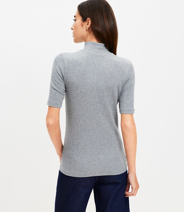 Heathered Perfect Ribbed Mock Neck Top