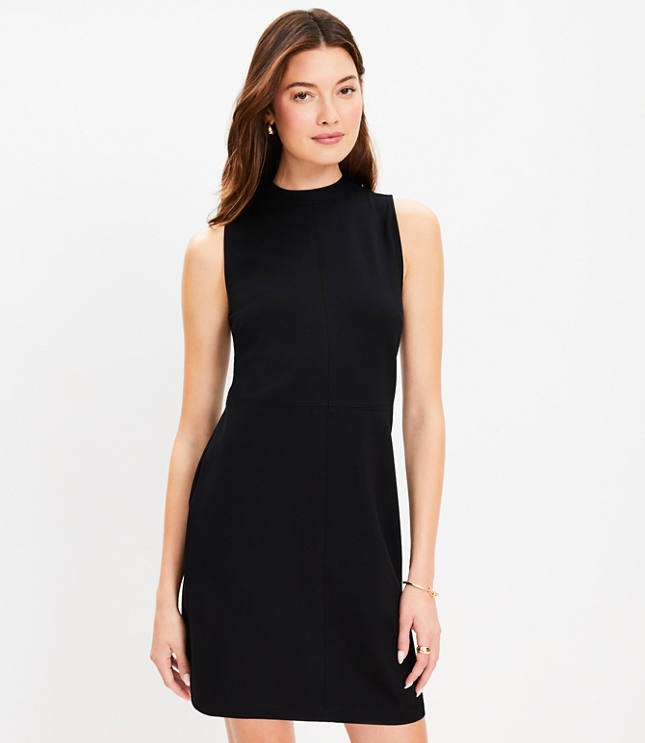 Tall Seamed Ponte Mock Neck Dress