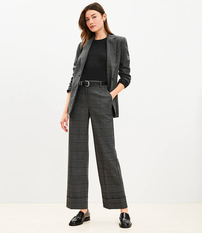 Straight Cropped Cuff Pant in Houndstooth