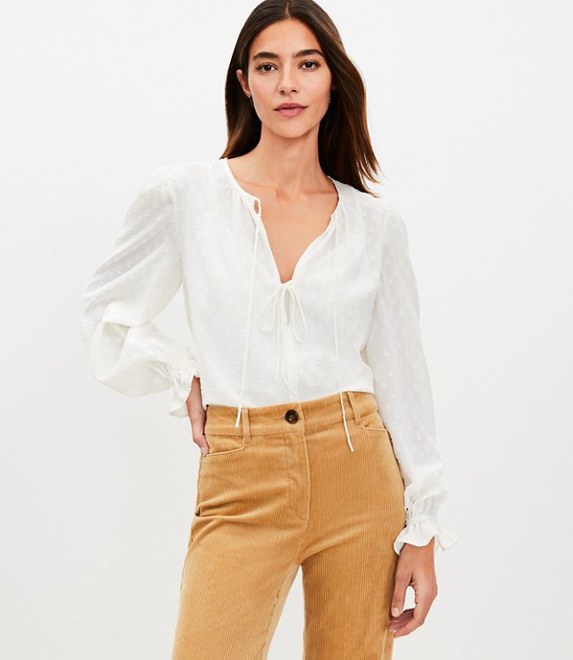 Gathered Waist V-Neck Blouse