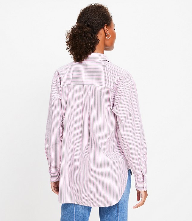 Striped Cotton Poplin Everyday Oversized Pocket Shirt