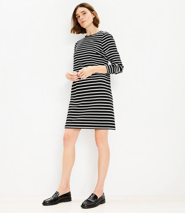 Tall Striped Ottoman Mock Neck Dress