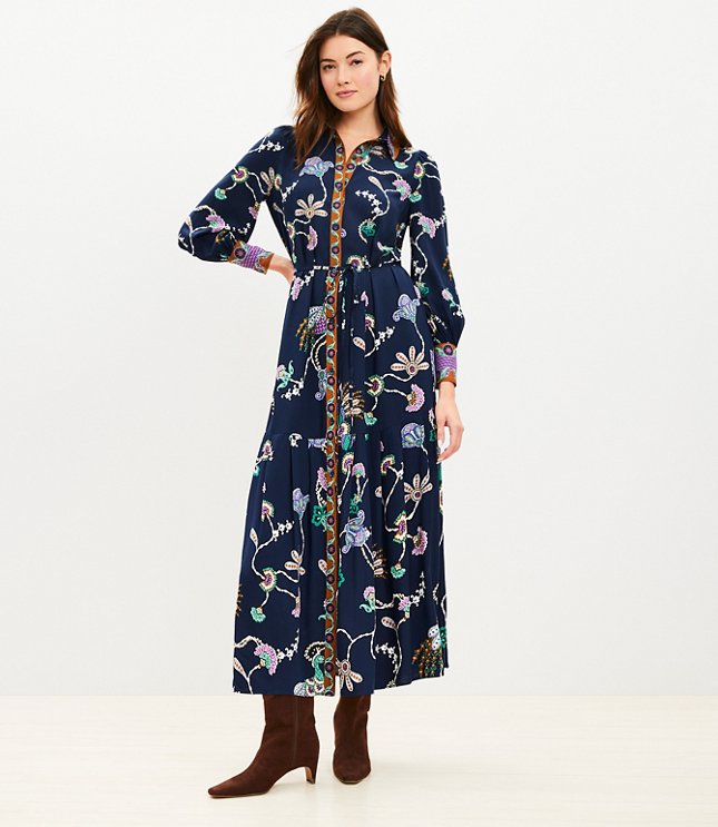 Tall Pheasant Pleated Tie Waist Midi Shirtdress