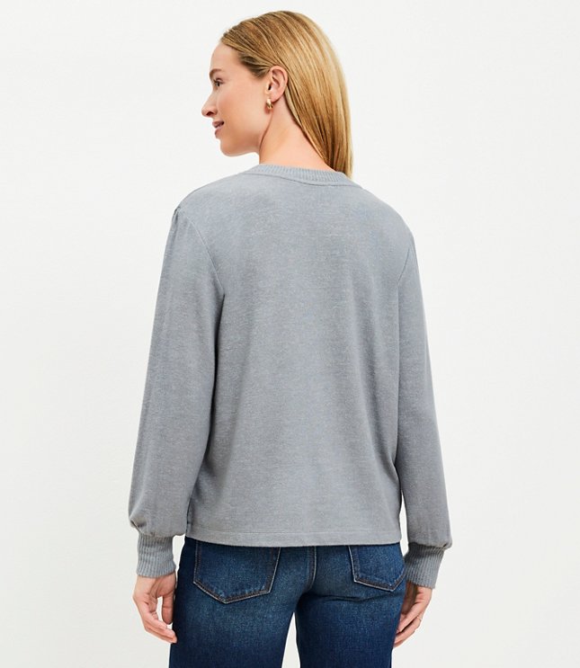 Heathered Split Neck Top