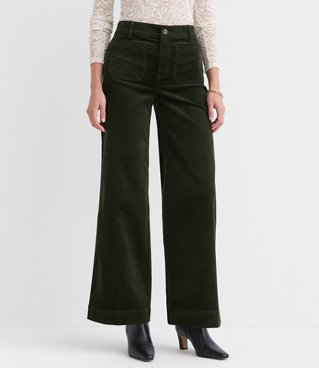 Petite Palmer Wide Leg Pants in Brushed Corduroy