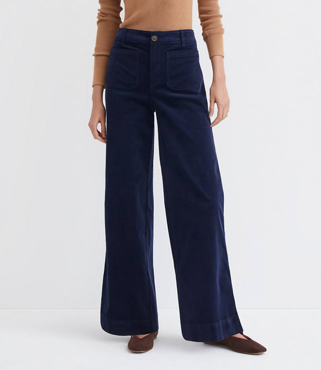 Petite Palmer Wide Leg Pants in Brushed Corduroy