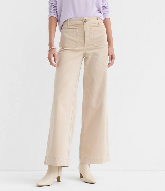 Petite Palmer Wide Leg Pants in Brushed Corduroy