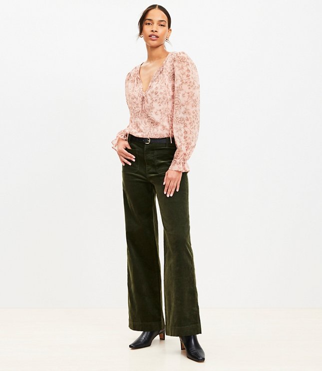 Petite Palmer Wide Leg Pants in Brushed Corduroy