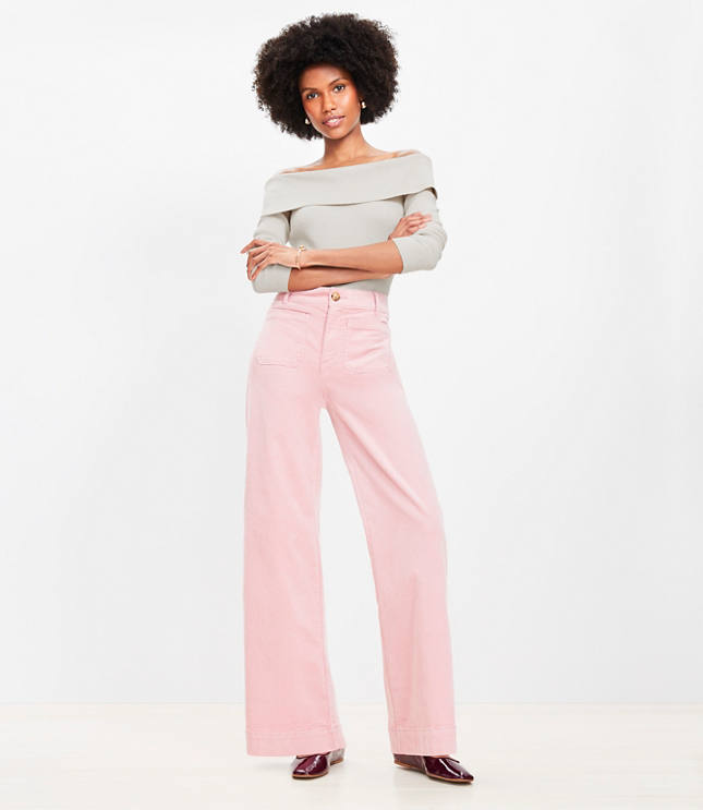 Petite Palmer Wide Leg Pants in Brushed Corduroy