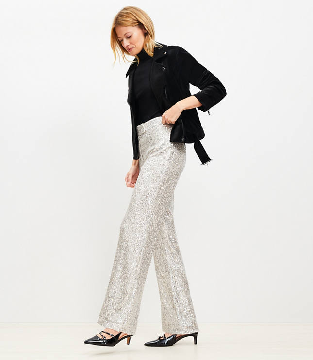 Sequin Straight Pants