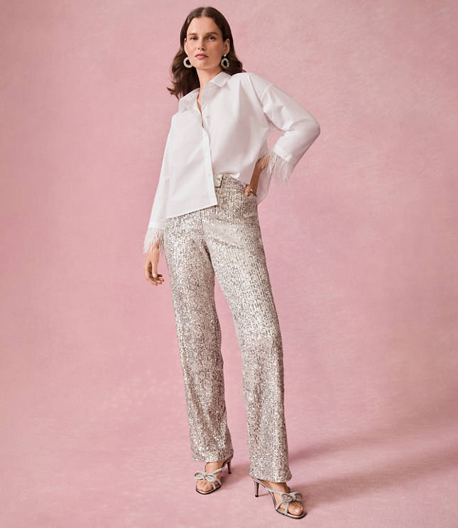 Sequin Straight Pants