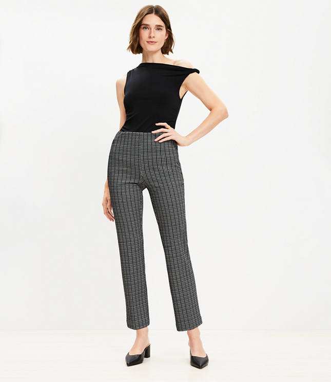 Petite Ponte Straight Pants in Plaid