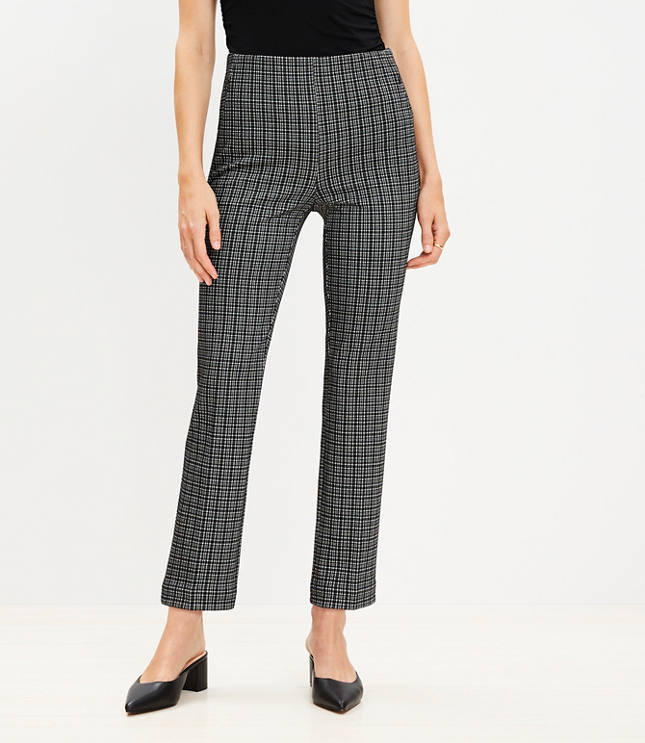 Petite Ponte Straight Pants in Plaid