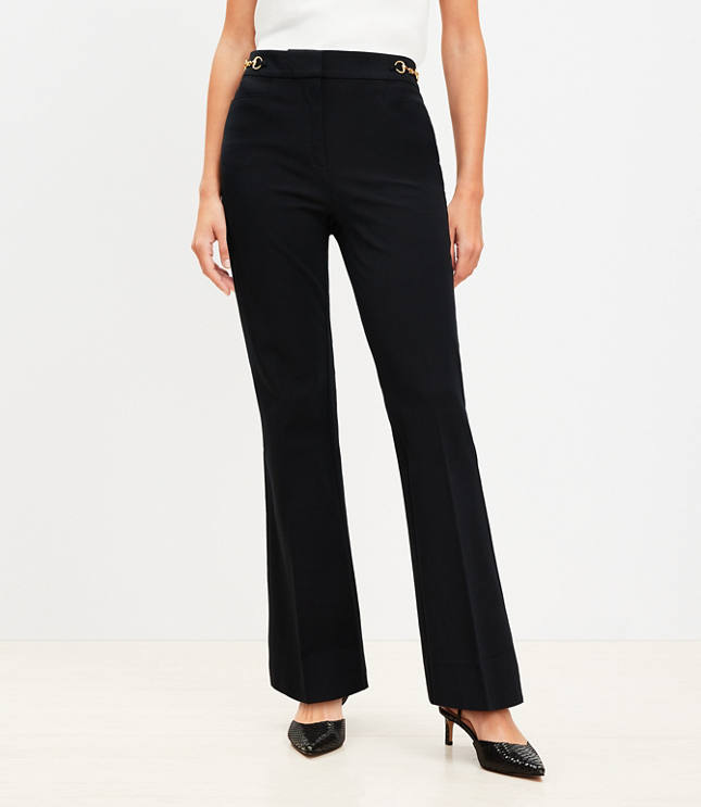 Petite Curvy Horsebit Sutton Flare Pants in Bi-Stretch