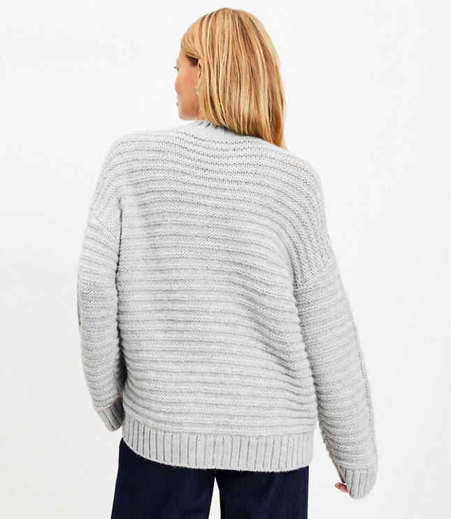 Cable Linked Mock Neck Tunic Sweater