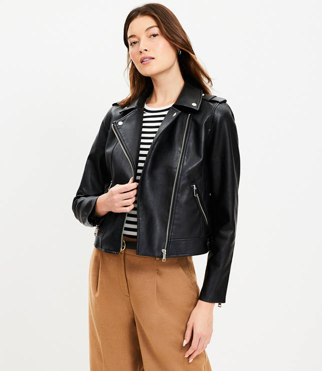 Tall Pebbled Faux Leather Moto Jacket