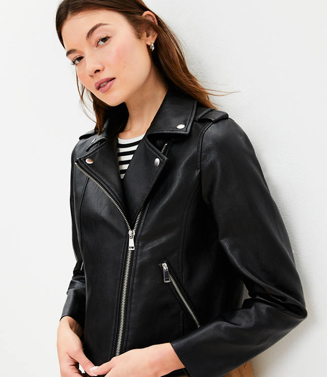 Tall Pebbled Faux Leather Moto Jacket